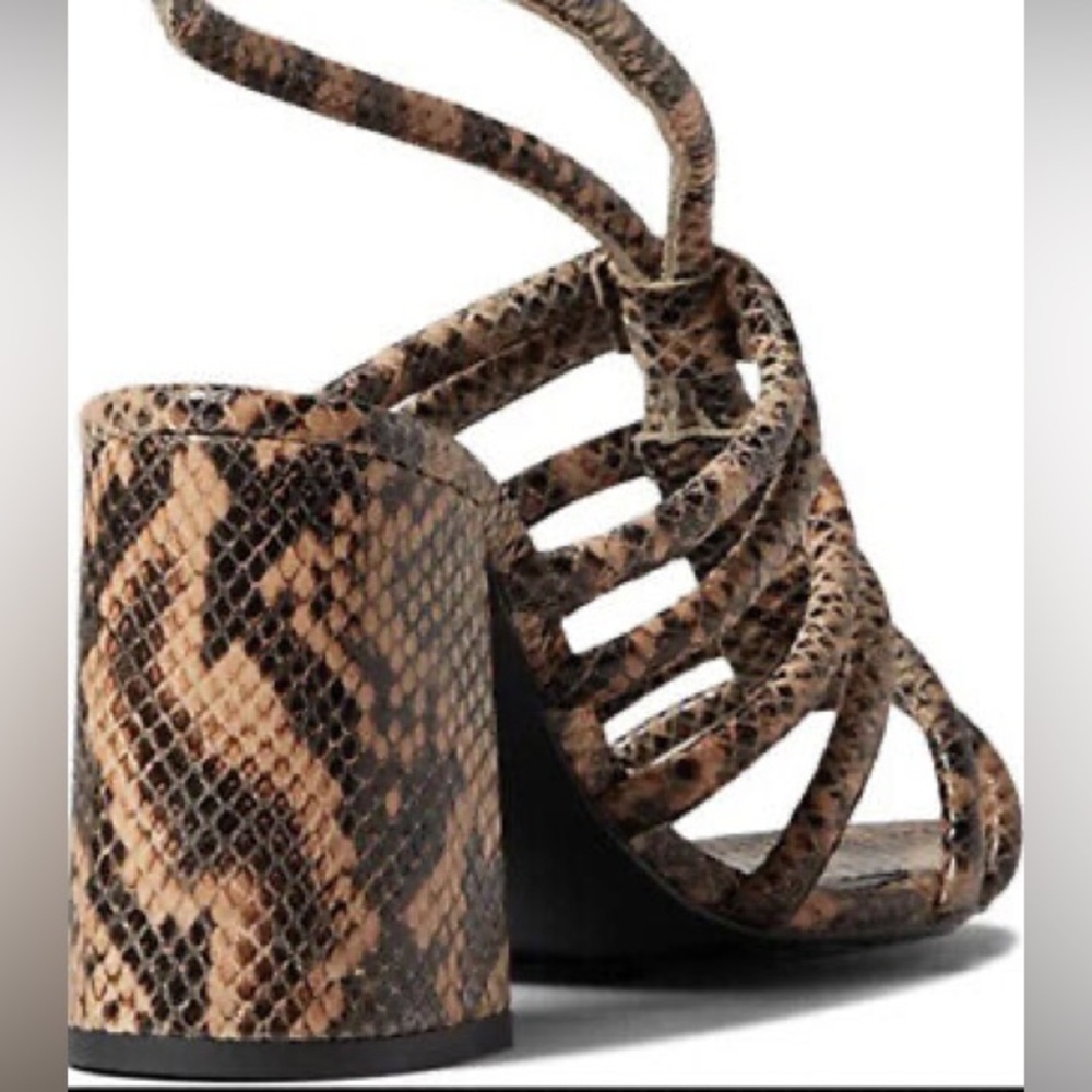 NEW Free People Colette Cinched Block Heel Strappy Snake Print Sandals size 39 - Picture 7 of 11